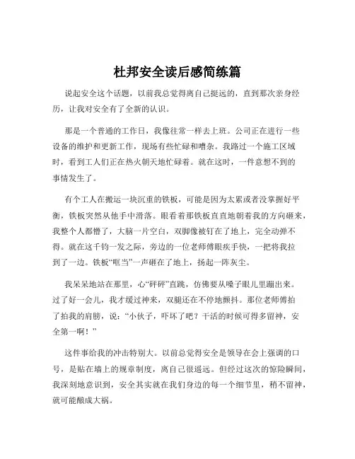 杜邦安全读后感简练篇