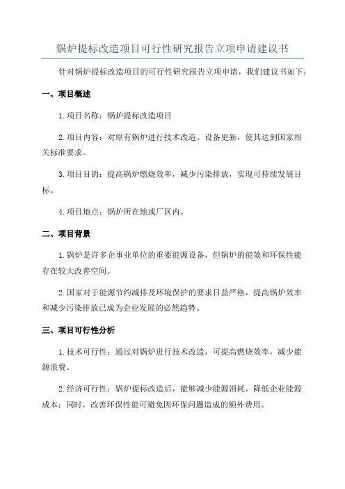 锅炉提标改造项目可行性研究报告立项申请建议书