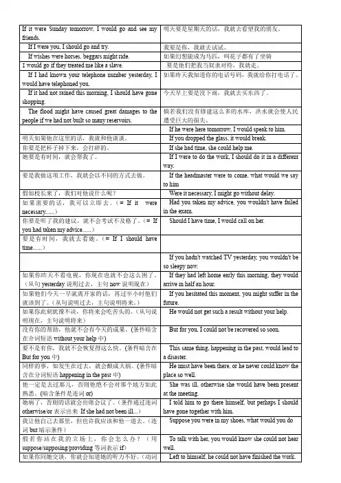 虚拟语气翻译练习