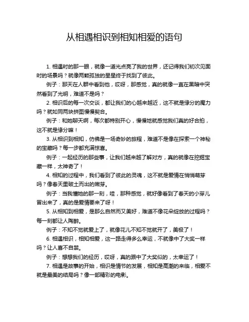 从相遇相识到相知相爱的语句