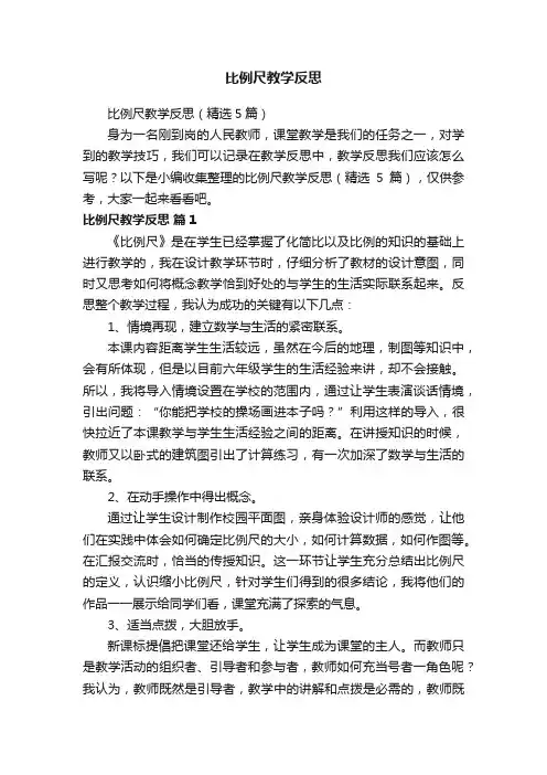 比例尺教学反思（精选5篇）