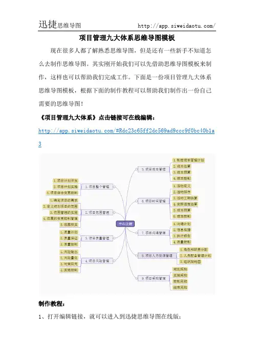 项目管理九大体系思维导图模板-迅捷思维导图