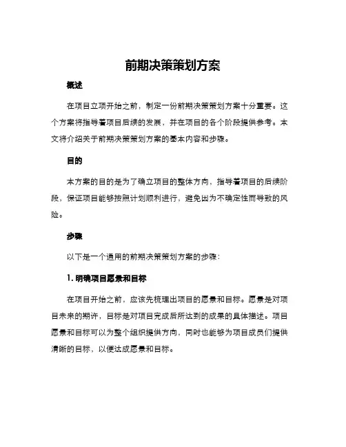 前期决策策划方案