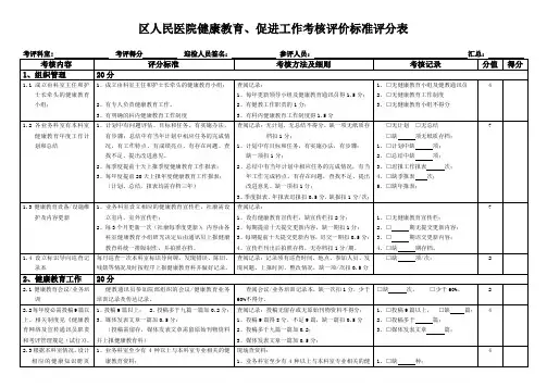 三甲医院健康教育工作考核标准