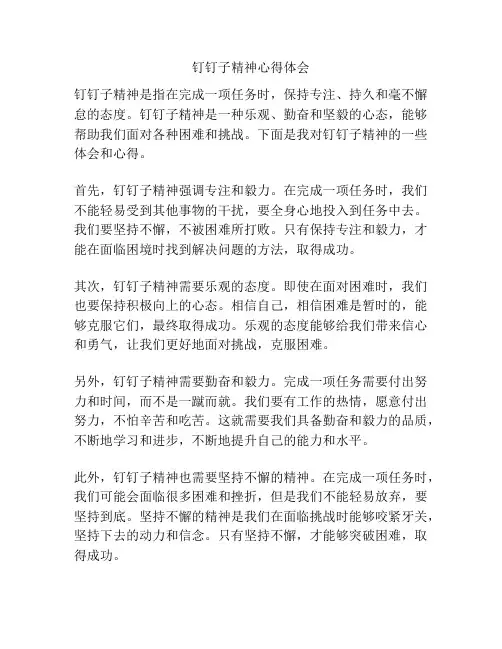 钉钉子精神心得体会