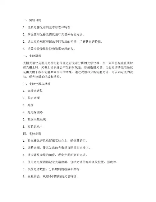 观察光栅光谱实验报告