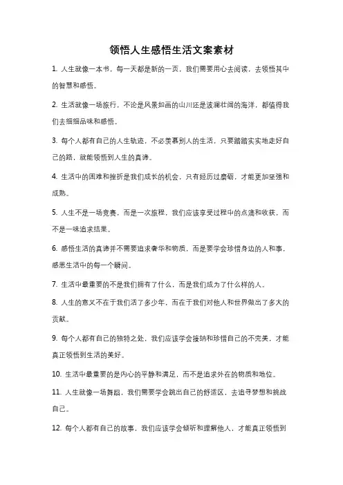 领悟人生感悟生活文案素材