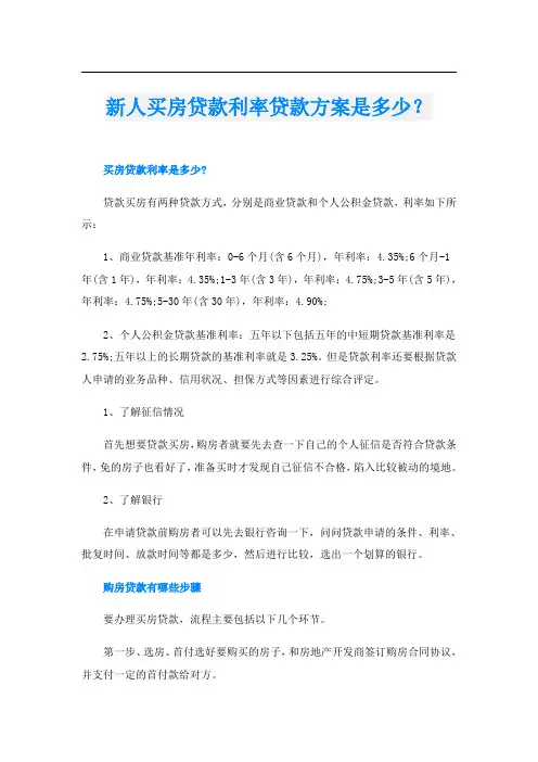 新人买房贷款利率贷款方案是多少？