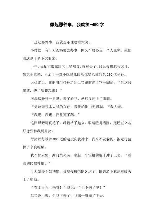 想起那件事,我就笑-450字初二作文叙事