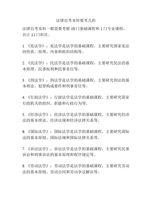 法律自考本科要考几科