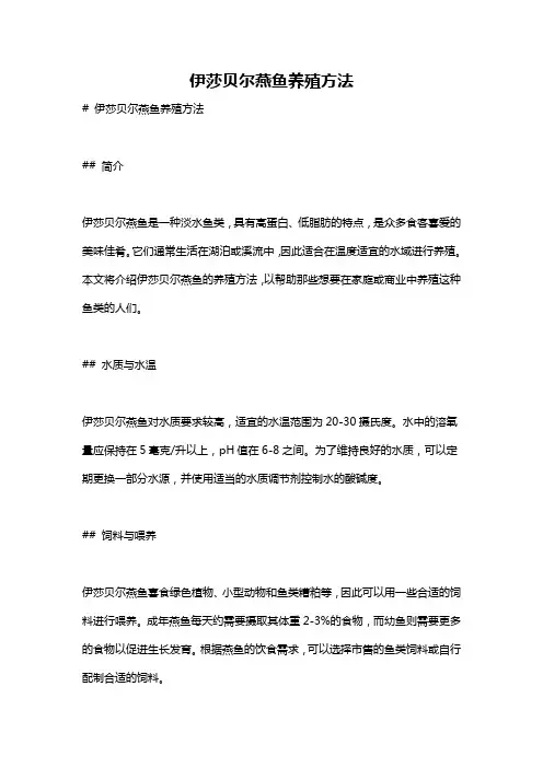 伊莎贝尔燕鱼养殖方法
