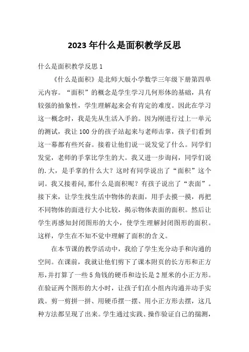 2023年什么是面积教学反思
