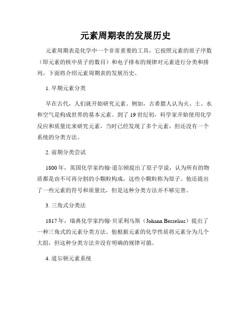 元素周期表的发展历史