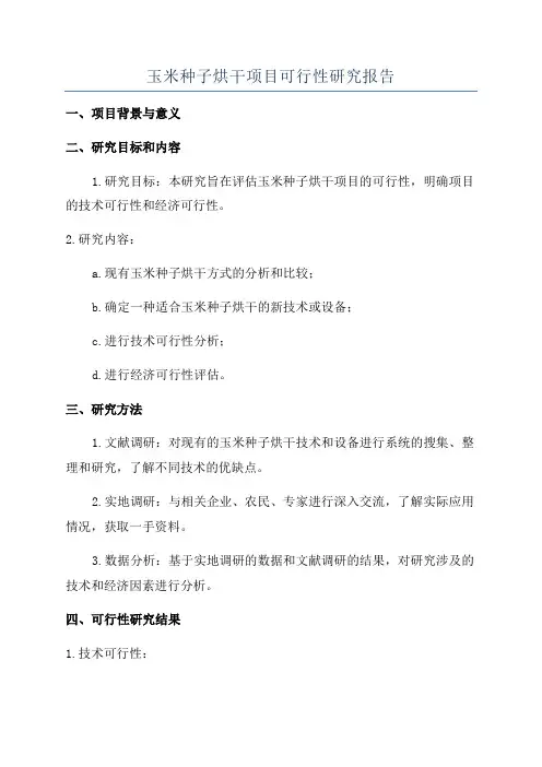 玉米种子烘干项目可行性研究报告