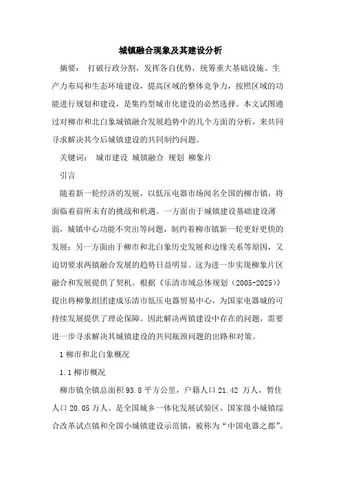 城镇融合现象及其建设分析