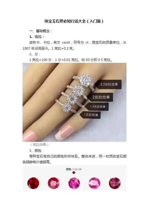 珠宝玉石界必知行话大全（入门版）