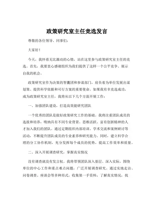 政策研究室主任竞选发言