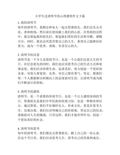 小学生过清明节的心得感悟作文5篇