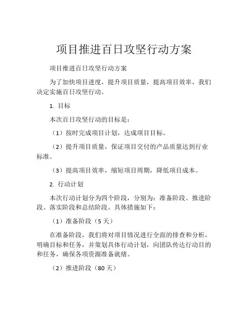 项目推进百日攻坚行动方案