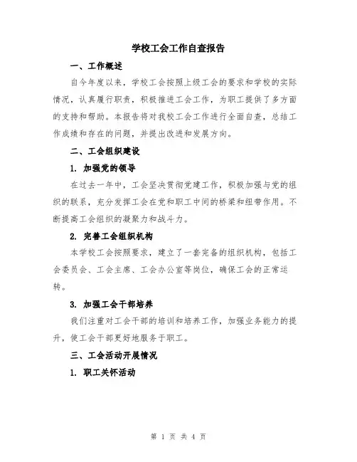 学校工会工作自查报告