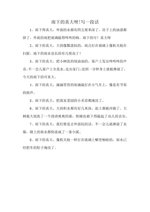 雨下的真大呀!写一段话