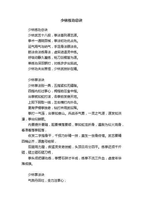 少林练功总诀