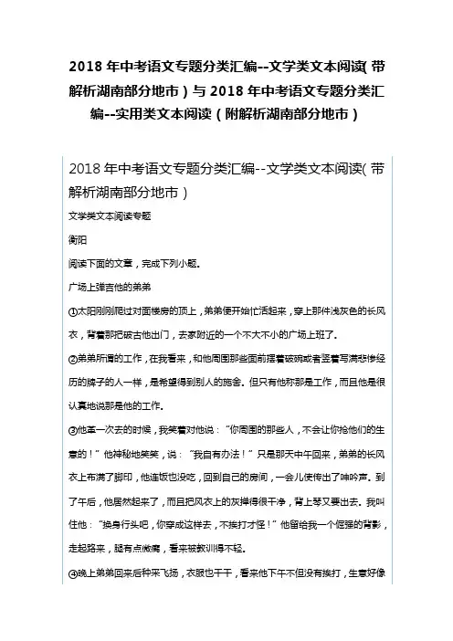 2018年中考语文专题分类汇编-...