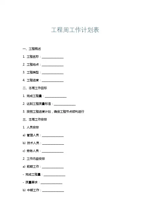 工程周工作计划表