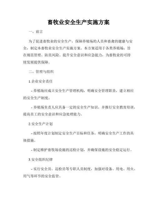 畜牧业安全生产实施方案