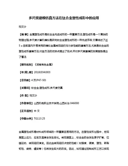 多尺度建模仿真方法在钛合金塑性成形中的应用