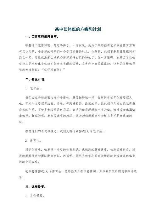 高中艺体班的方案和计划