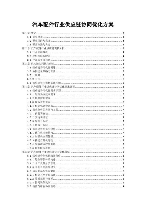 汽车配件行业供应链协同优化方案