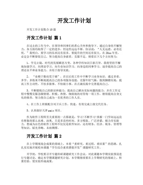 开发工作计划