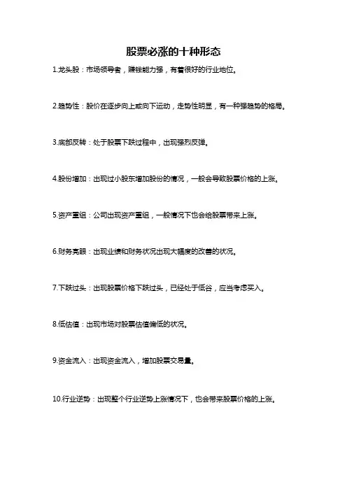 股票必涨的十种形态