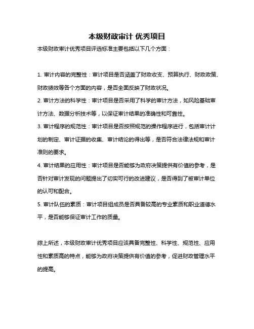 本级财政审计 优秀项目
