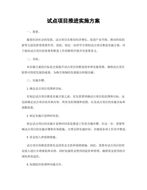 试点项目推进实施方案