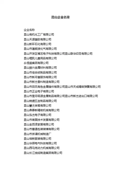 昆山企业名录