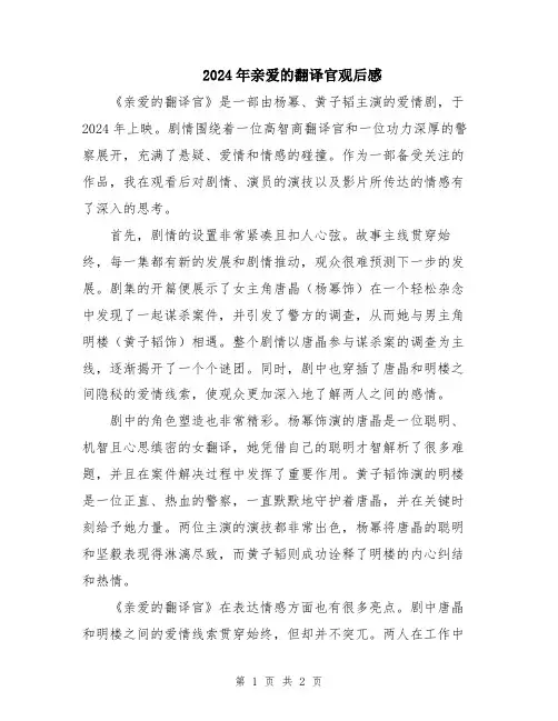2024年亲爱的翻译官观后感