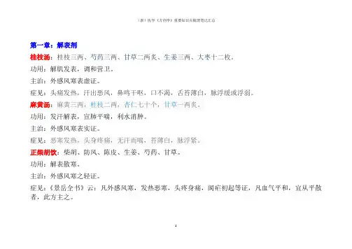 (新)医学《方剂学》重要知识点梳理笔记汇总