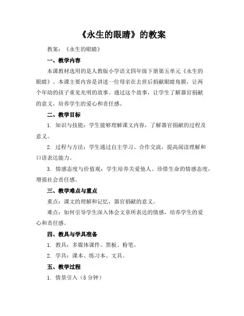 《永生的眼睛》的教案