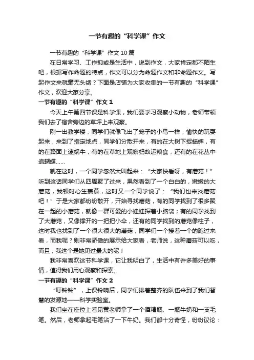 一节有趣的“科学课”作文