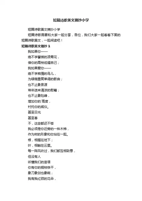短篇诗歌美文摘抄小学