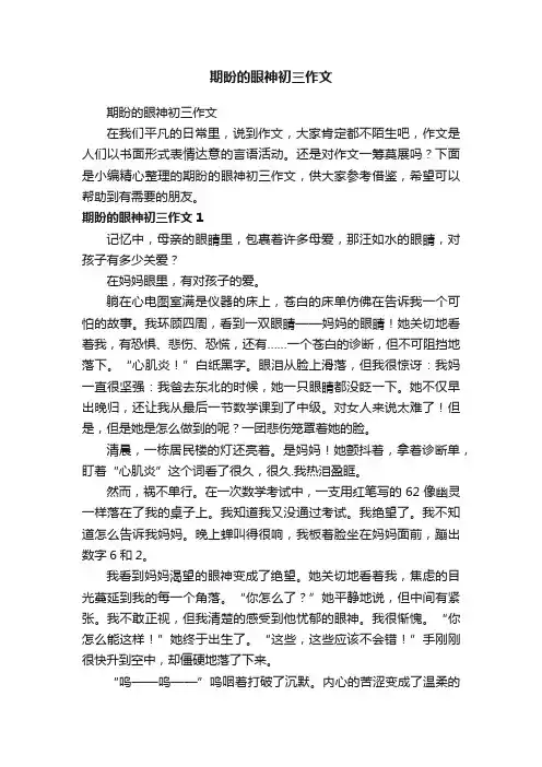 期盼的眼神初三作文