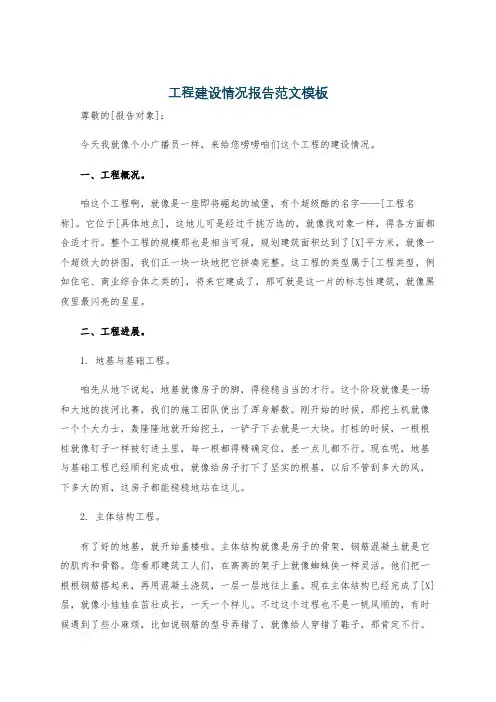 工程建设情况报告范文模板
