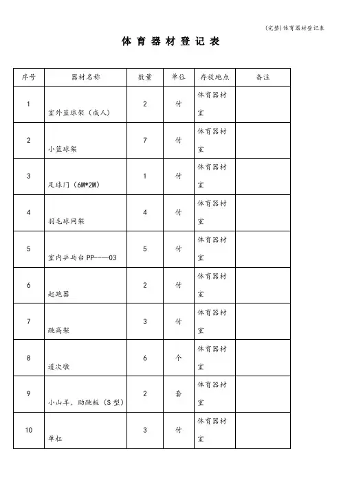 (完整)体育器材登记表