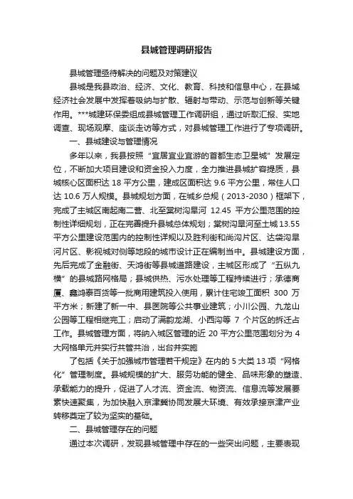 县城管理调研报告