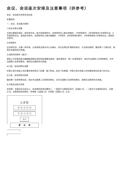 会议、会谈座次安排及注意事项（供参考）