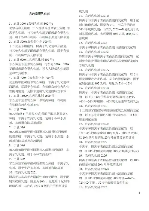 常见乳化剂