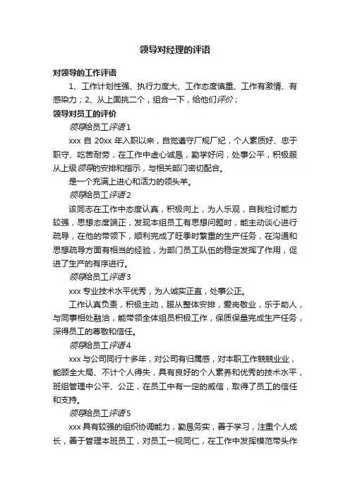 领导对经理的评语