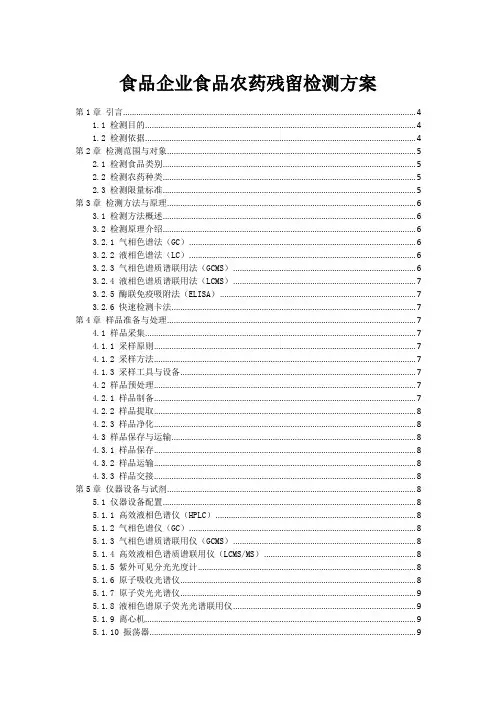 食品企业食品农药残留检测方案